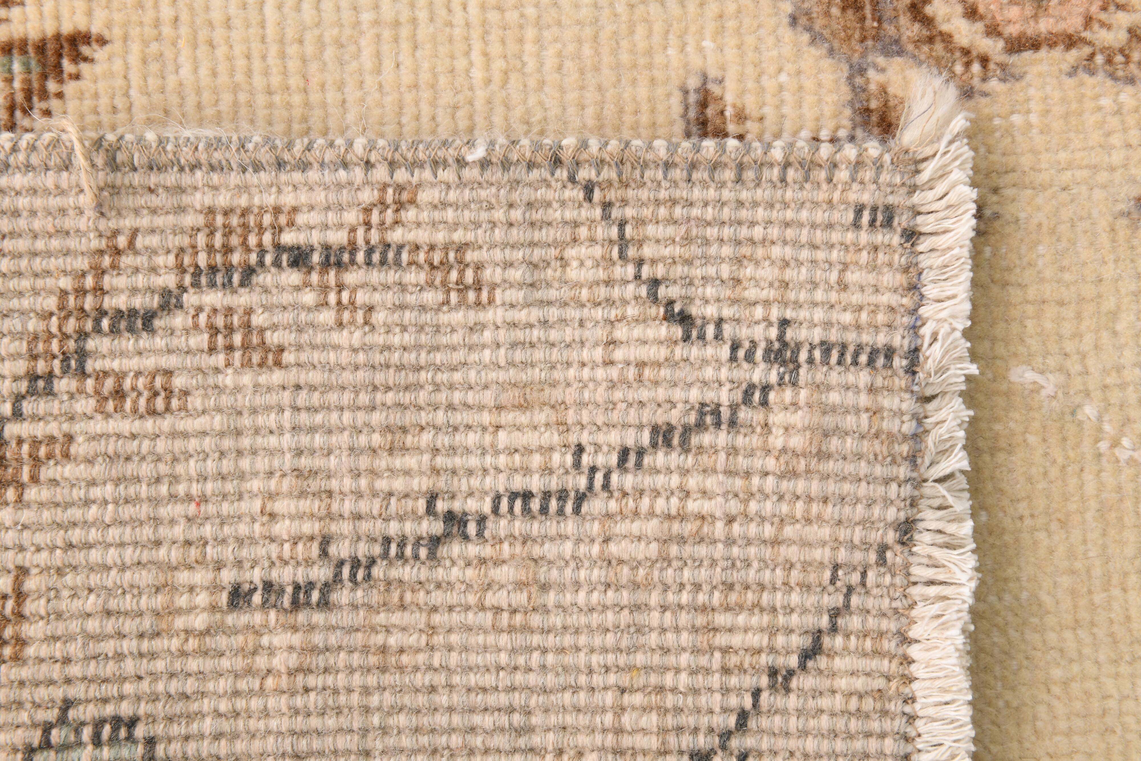 3x7 Cream & Brown Oriental Vintage Rug, 108x207Cm