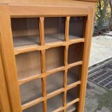 Parisian glass-fronted wardrobe in light wood from the 1960s.