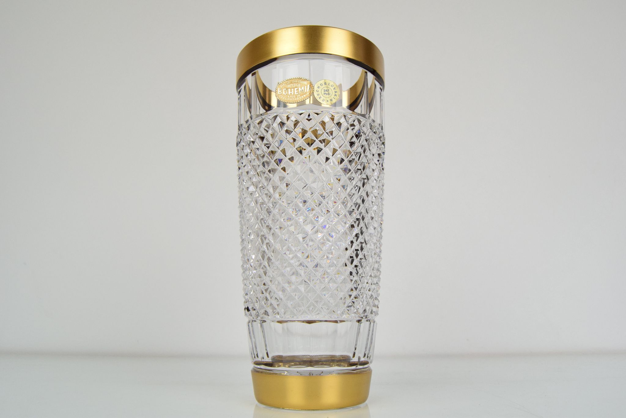 Mid-century glass vase,bohemia crystal,circa 1960's.