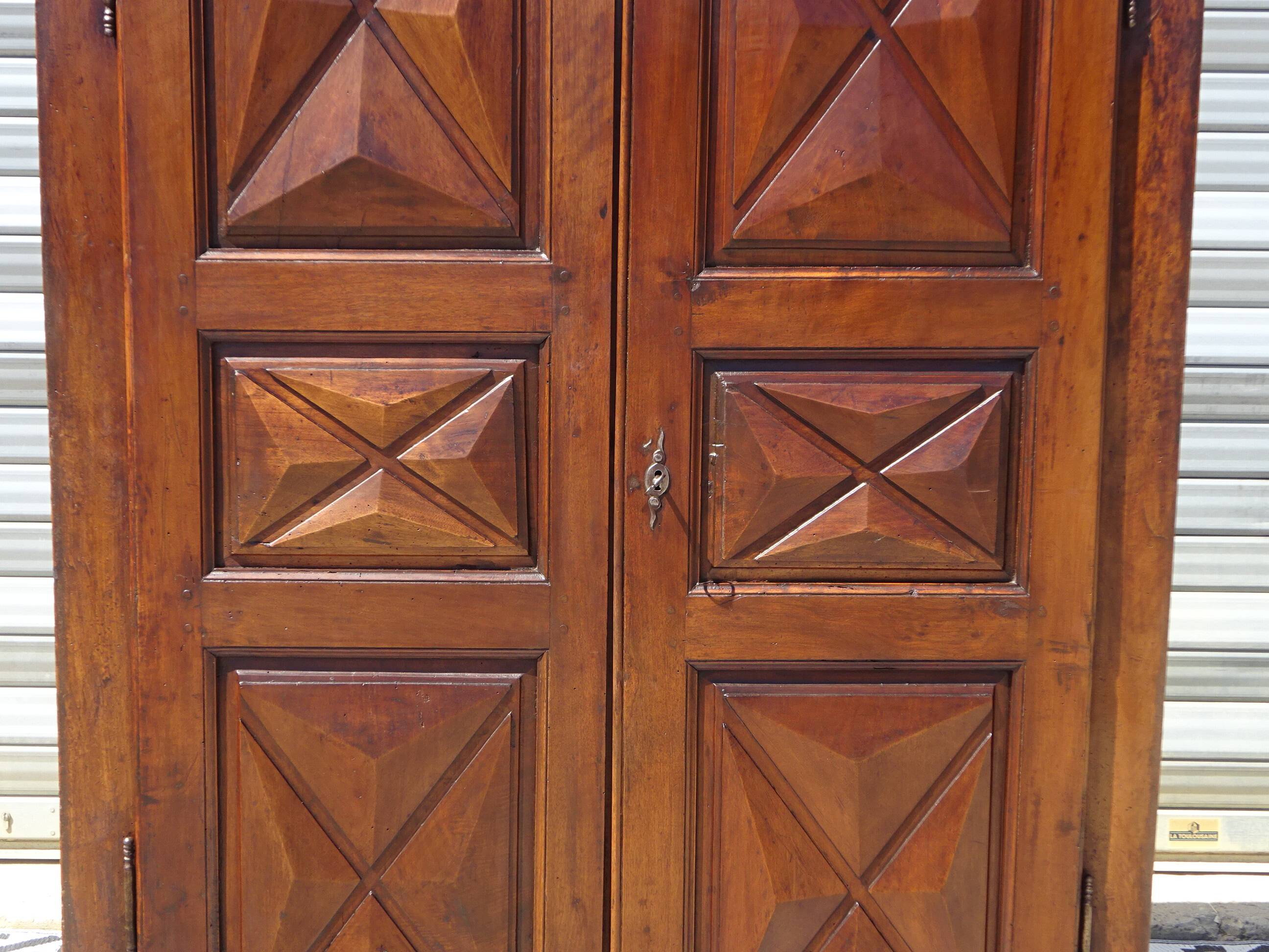 Antique Louis XIII wardrobe, diamond points
