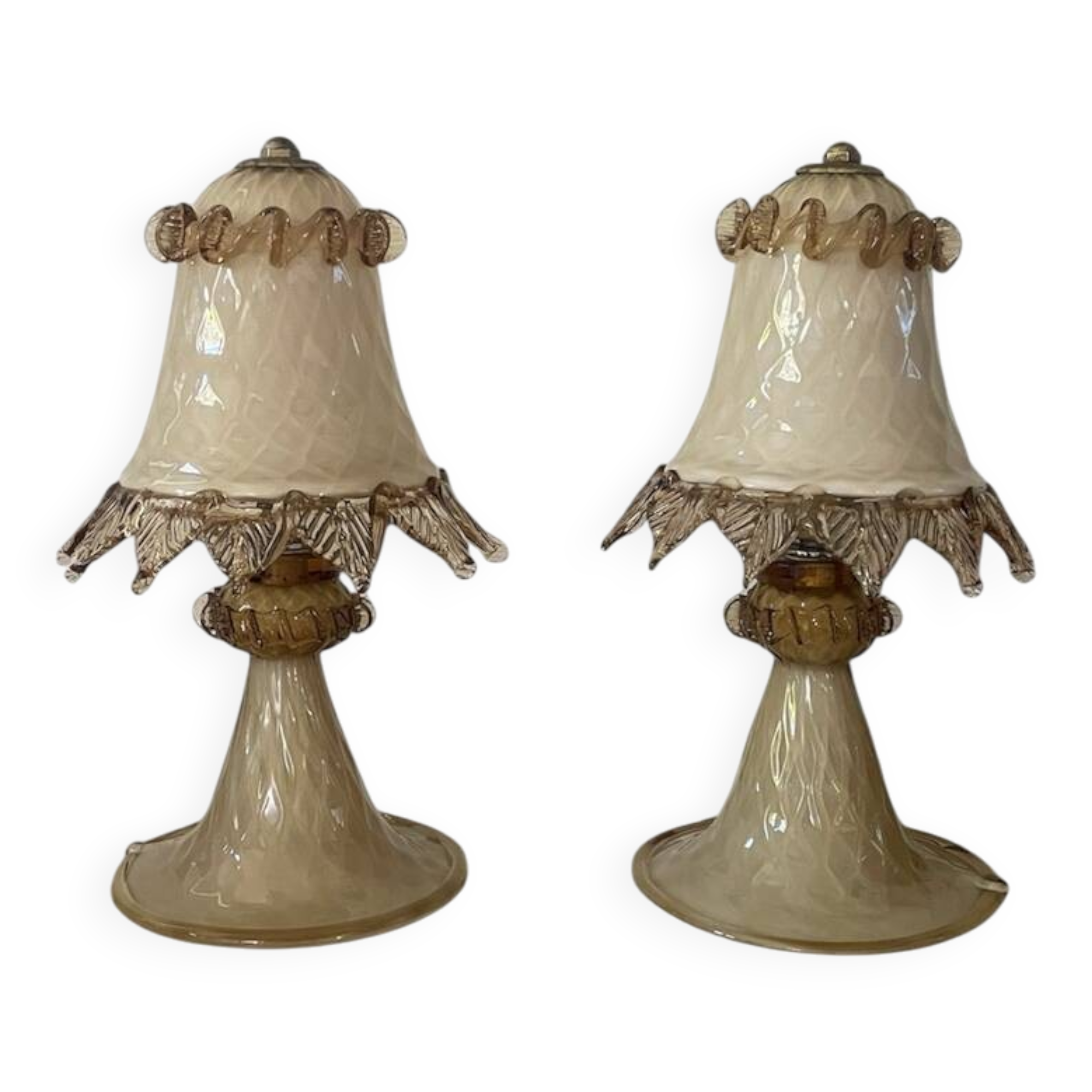 Paire de lampes de chevet en verre de Murano