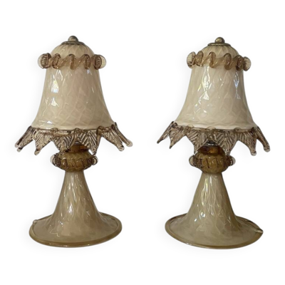 Paire de lampes de chevet en verre de Murano