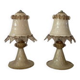 Paire de lampes de chevet en verre de Murano