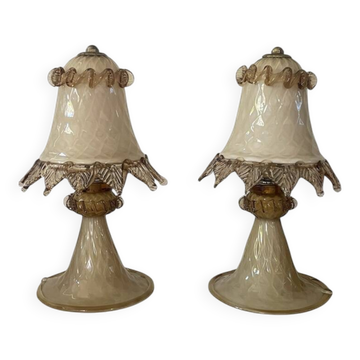 Pair of Murano glass bedside lamps