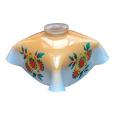 Abat-jour pour suspension en verre peint motifs vintage, Tchécoslovaquie