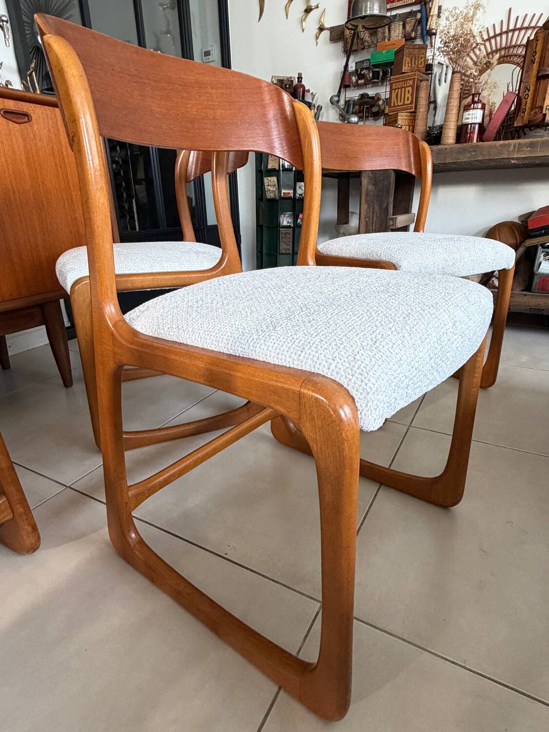 Set of 6 vintage Baumann sled chairs
