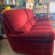 Old Art Deco Sofa in Bordeaux Red Velvet & Wood Decor