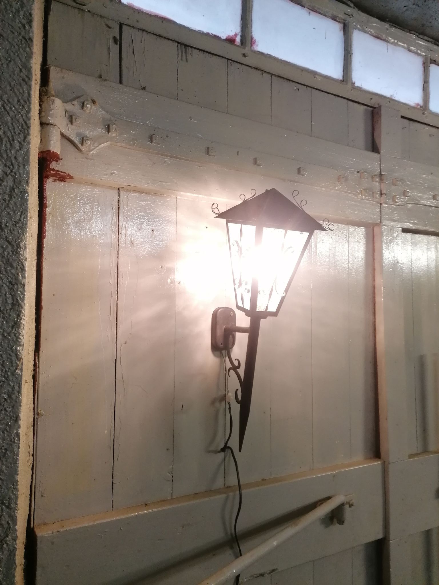 Great Applic Flambeau / Lantern Wrought Iron - Frosted Glass - 1st Half 20th Century
