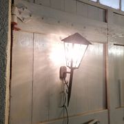 Great Applic Flambeau / Lantern Wrought Iron - Frosted Glass - 1st Half 20th Century