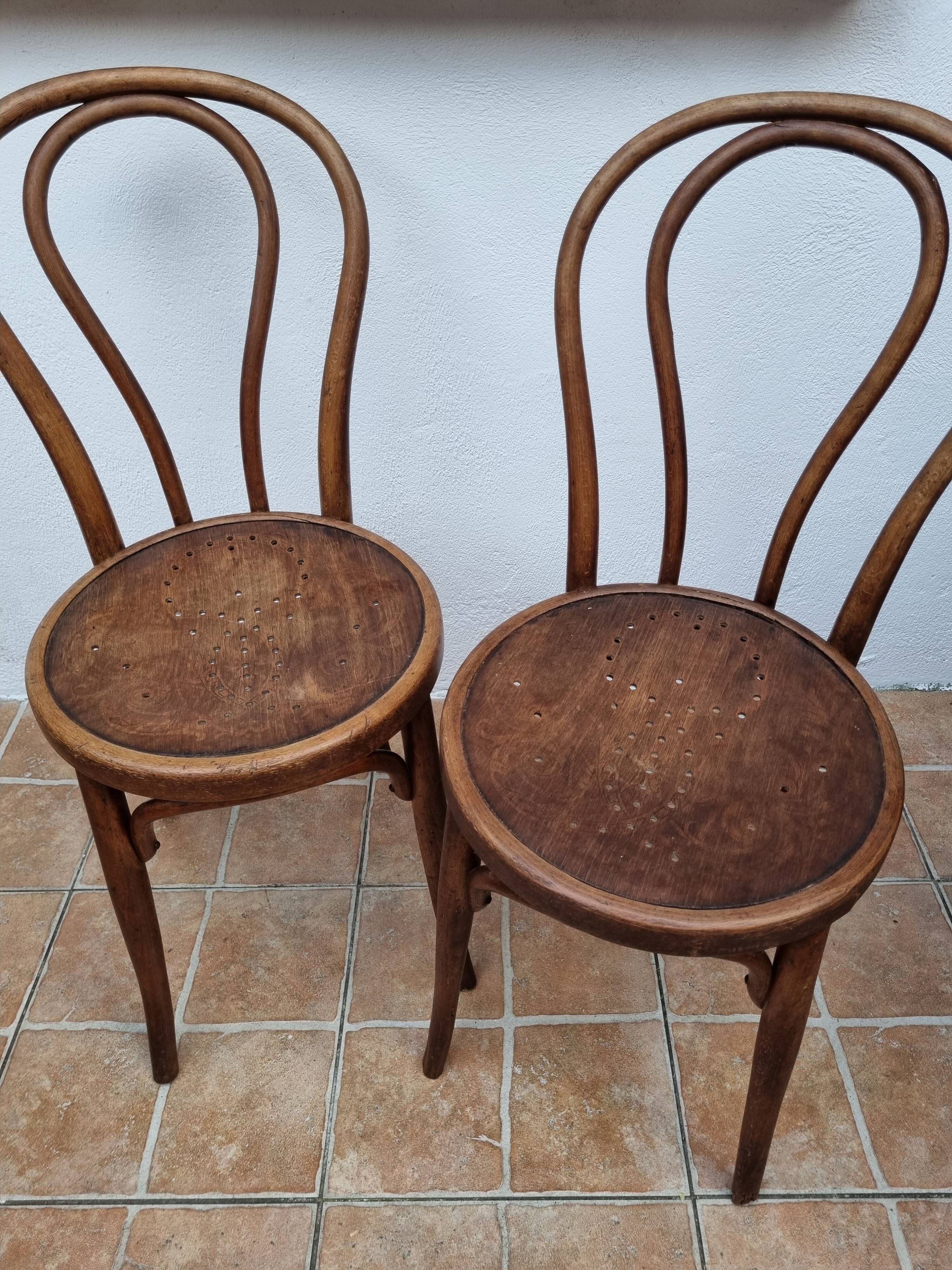 Set of 4 bentwood bistro chairs, stamped "Jacob & Josef Kohn", late 19th century