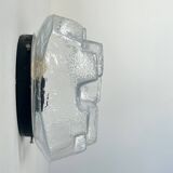 Vintage wall lamp in pressed molded bubble glass, France 1960