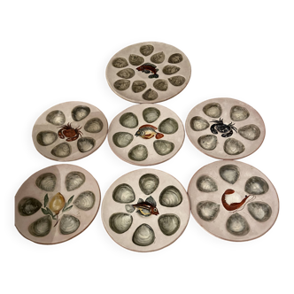 Vallauris oyster service 6 plates and 1 dish