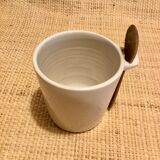 Enamelled ceramic cup of French handmade