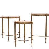 Hollywood Recency Nesting Tables Brass Onyx Marble France