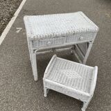 Coiffeuse et tabouret rotin