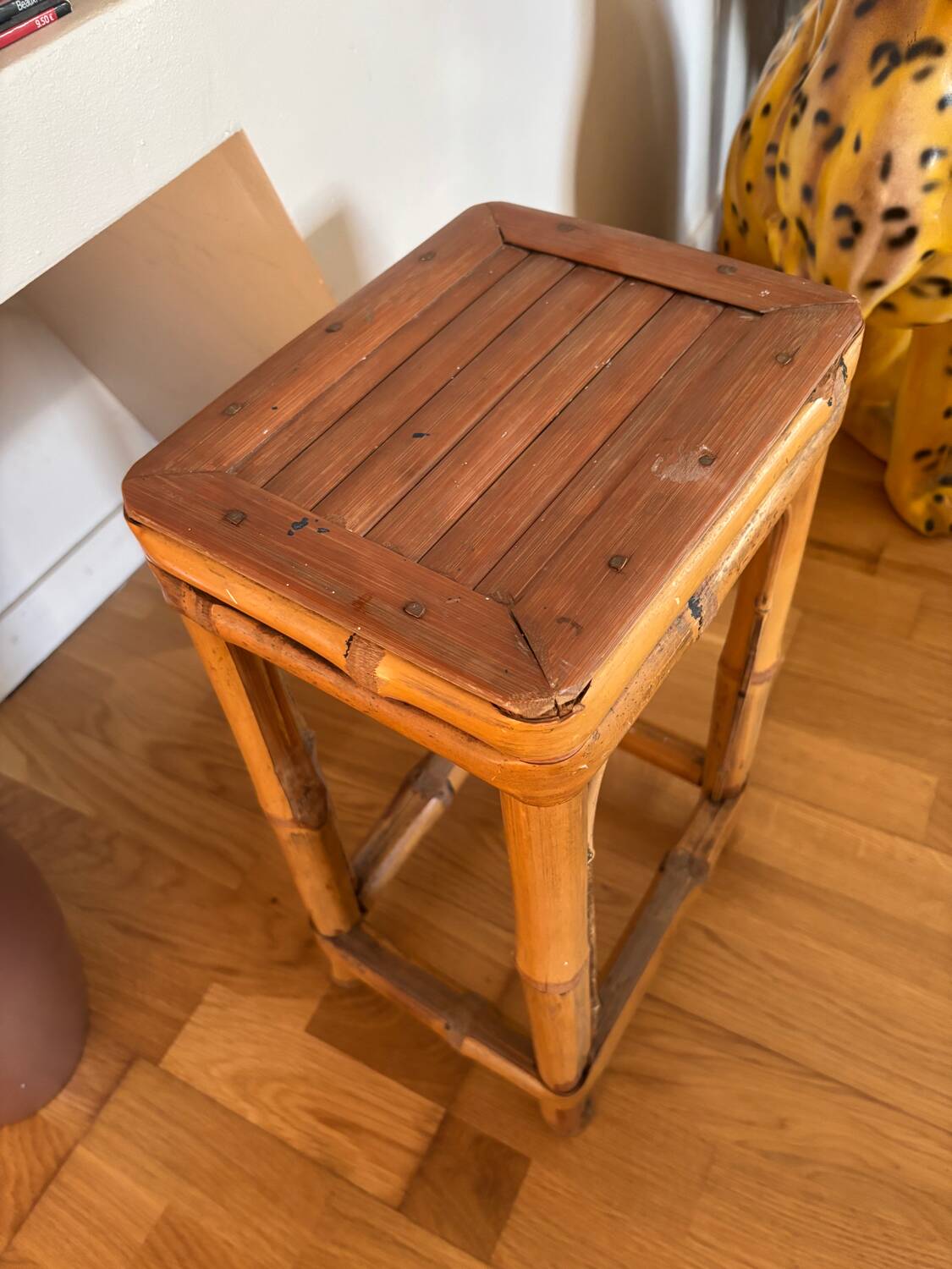 Vintage bamboo and rattan stool