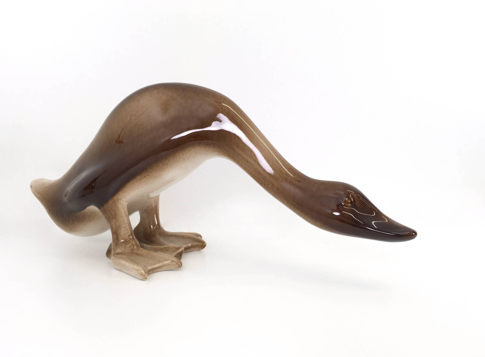 Paire de canards en céramique peints à l'aérographe, objets décoratifs par Ugo Zaccagnini, Italie