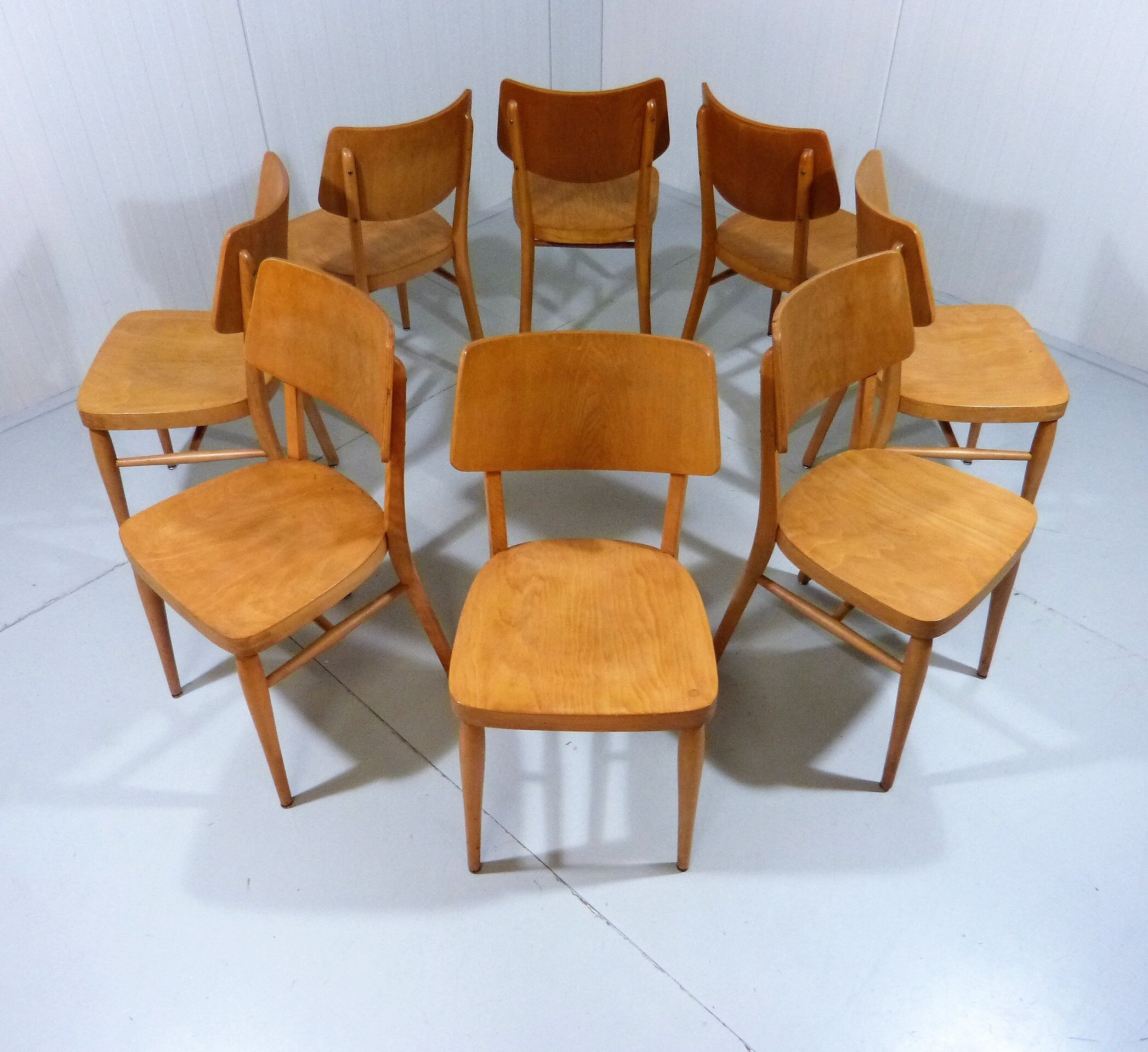 Set of 8 wooden dining chairs 1950’s