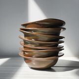 Set of 7 bowls with ears in spotted ceramic - TBE pyrite stoneware.