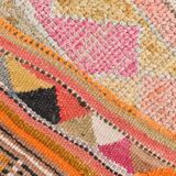 Tapis couloir kilim vintage , Orange, rose et beige boho pastel, 98x332 Cm