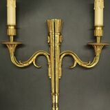Pair of large Louis XVI style quiver sconces from Lucien GAU - gilded bronze