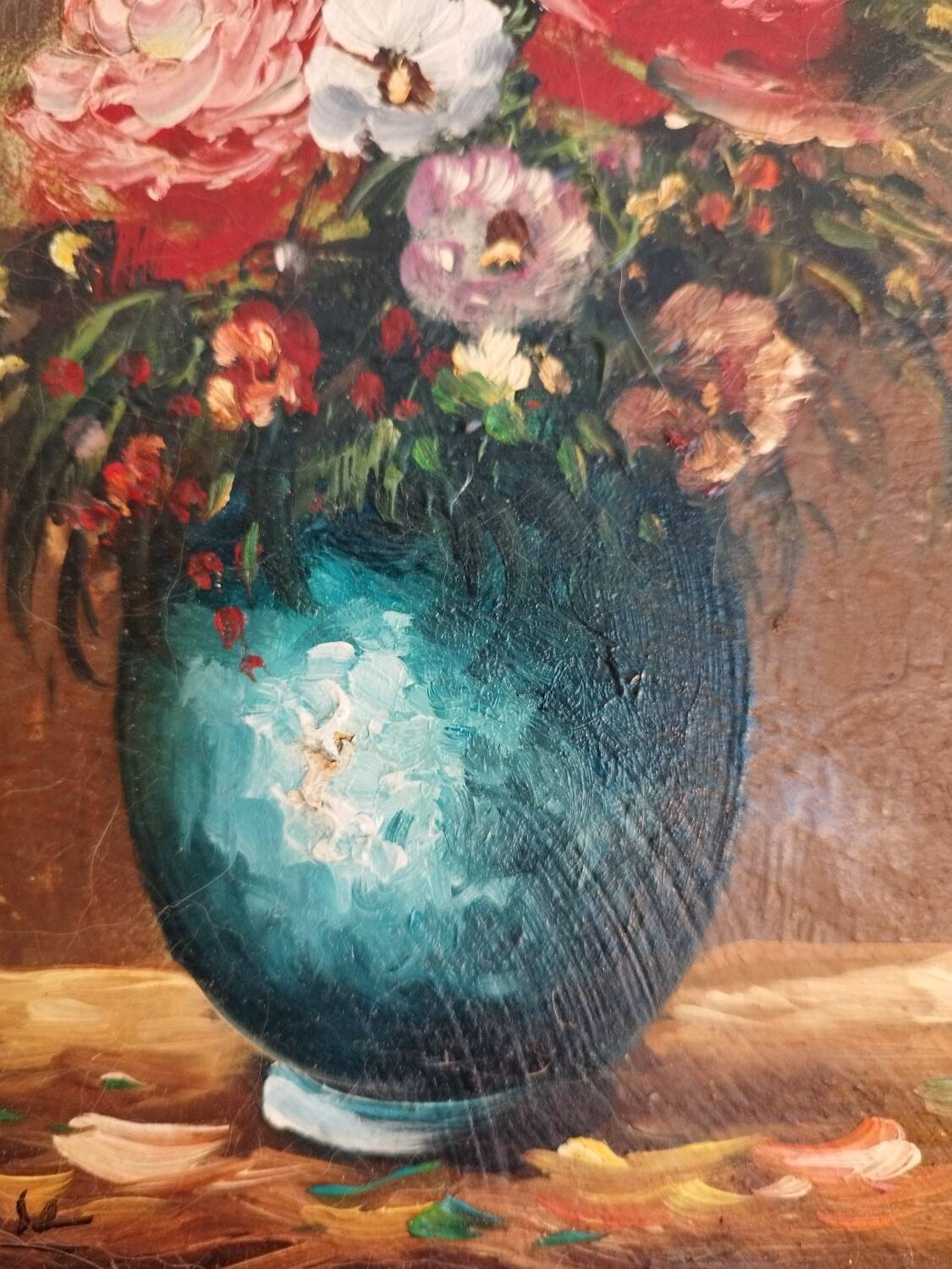Oil on panel "Bouquet of flowers" signed Robert Mogisse