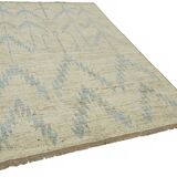 Hand-Knotted Turkish Contemporary 203 cm x 295 cm Beige Wool Carpet