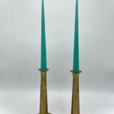 Paire de bougeoirs scandinaves en laiton, Danemark 1960's