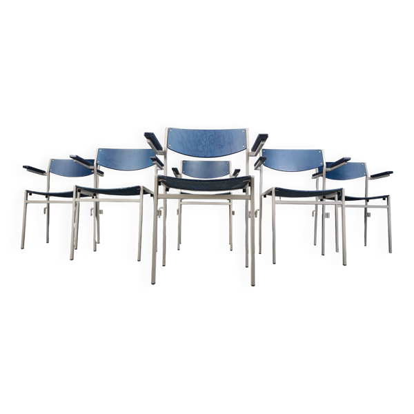 Fauteuils empilables minimalistes en métal et contreplaqué par Gijs Van Der Sluis