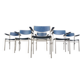 Fauteuils empilables minimalistes en métal et contreplaqué par Gijs Van Der Sluis