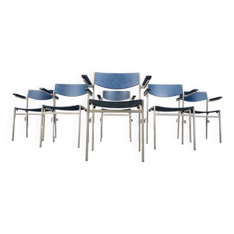 Minimalist Metal and Plywood Stackable Armchairs by Gijs Van Der Sluis