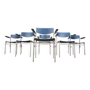 Minimalist Metal and Plywood Stackable Armchairs by Gijs Van Der Sluis