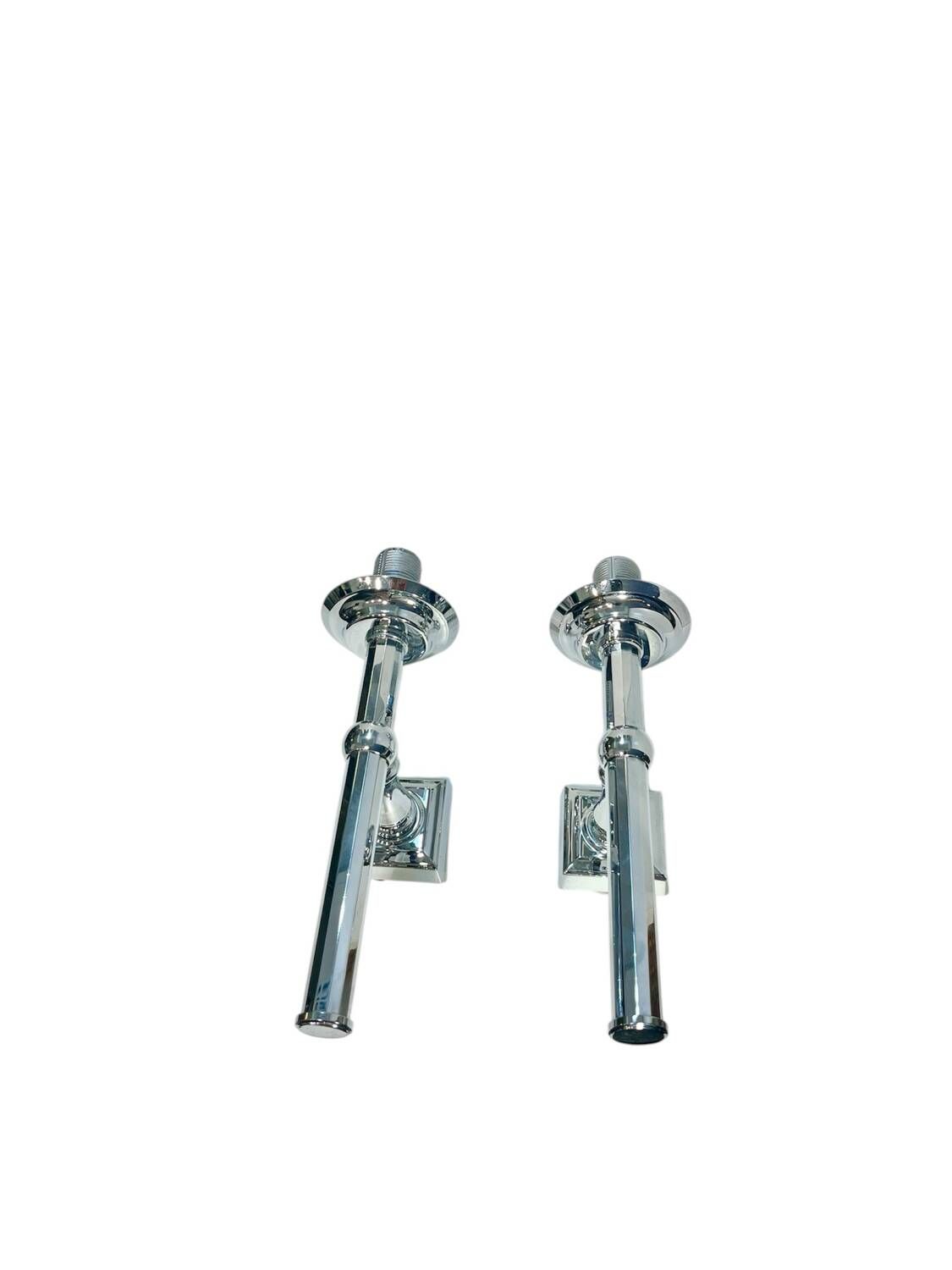 Paire d'appliques murales vintage en verre et chrome – 35 cm (H) x 15 cm (P)