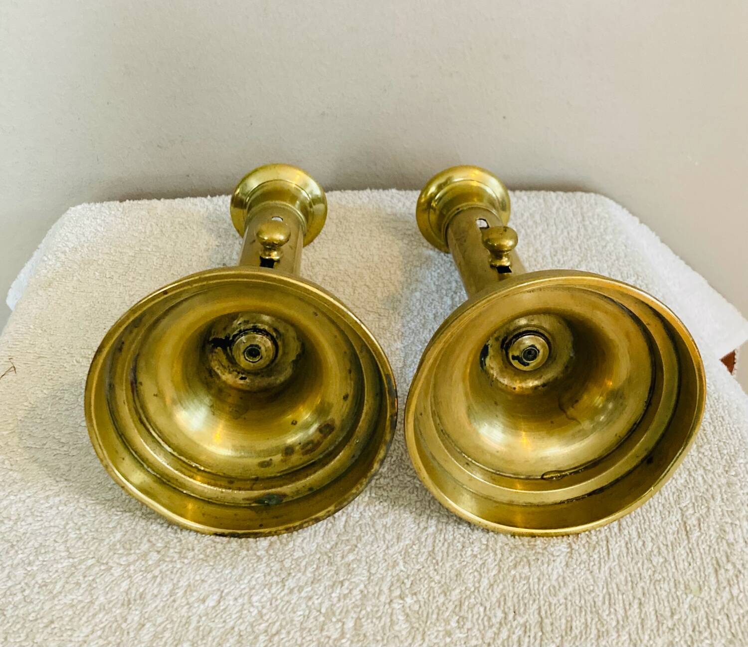 Pair of Louis Philippe candlesticks from the 19th century in solid brass