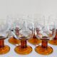 Six amber stemmed glasses from the 70s