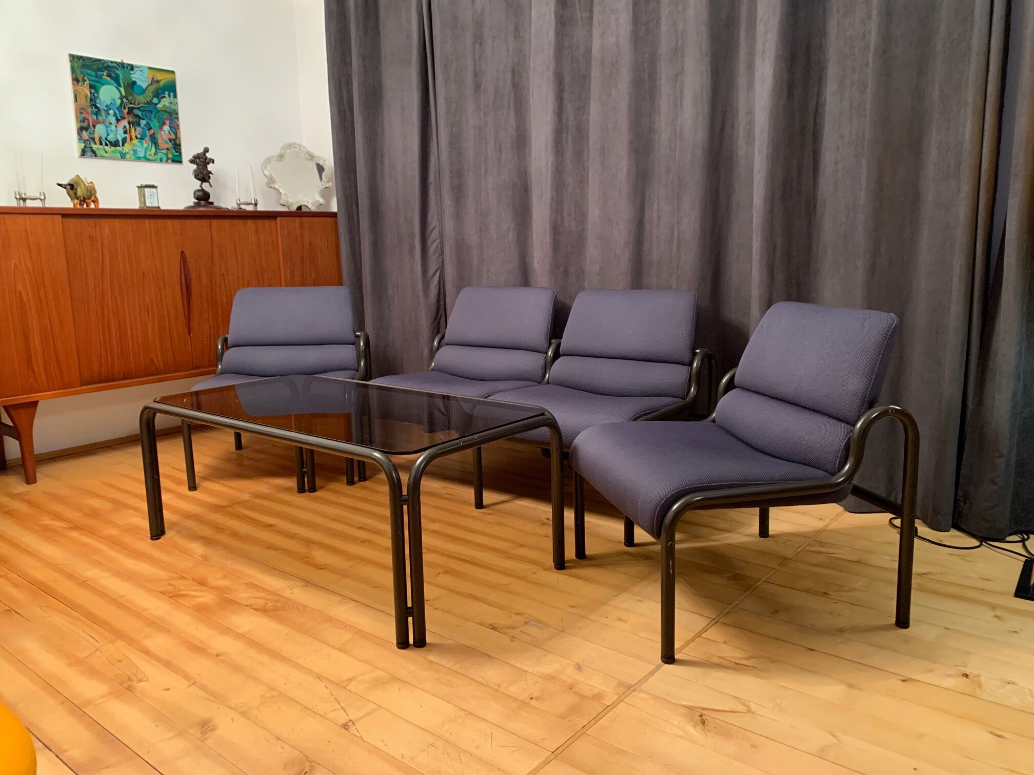G30 set, sofa, 2 armchairs and coffee table designed by Martin Stoll, Germany, 1980s.