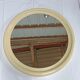 Round mirror in cream plastic, French house Syla, 70s