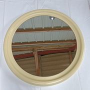 Round mirror in cream plastic, French house Syla, 70s