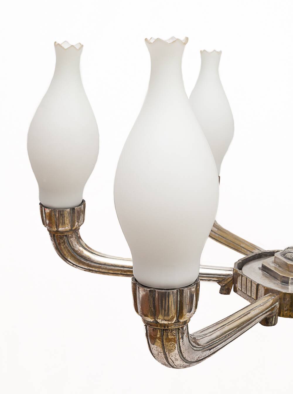 Art Deco silver-plated brass chandelier, 1920