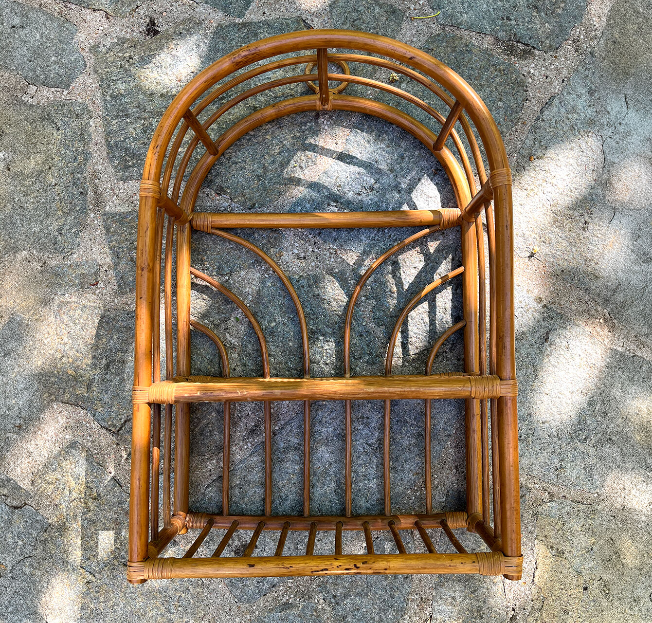 1970s rattan wall shelf