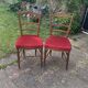 Pair of Napoleon III chairs in wood and red velvet