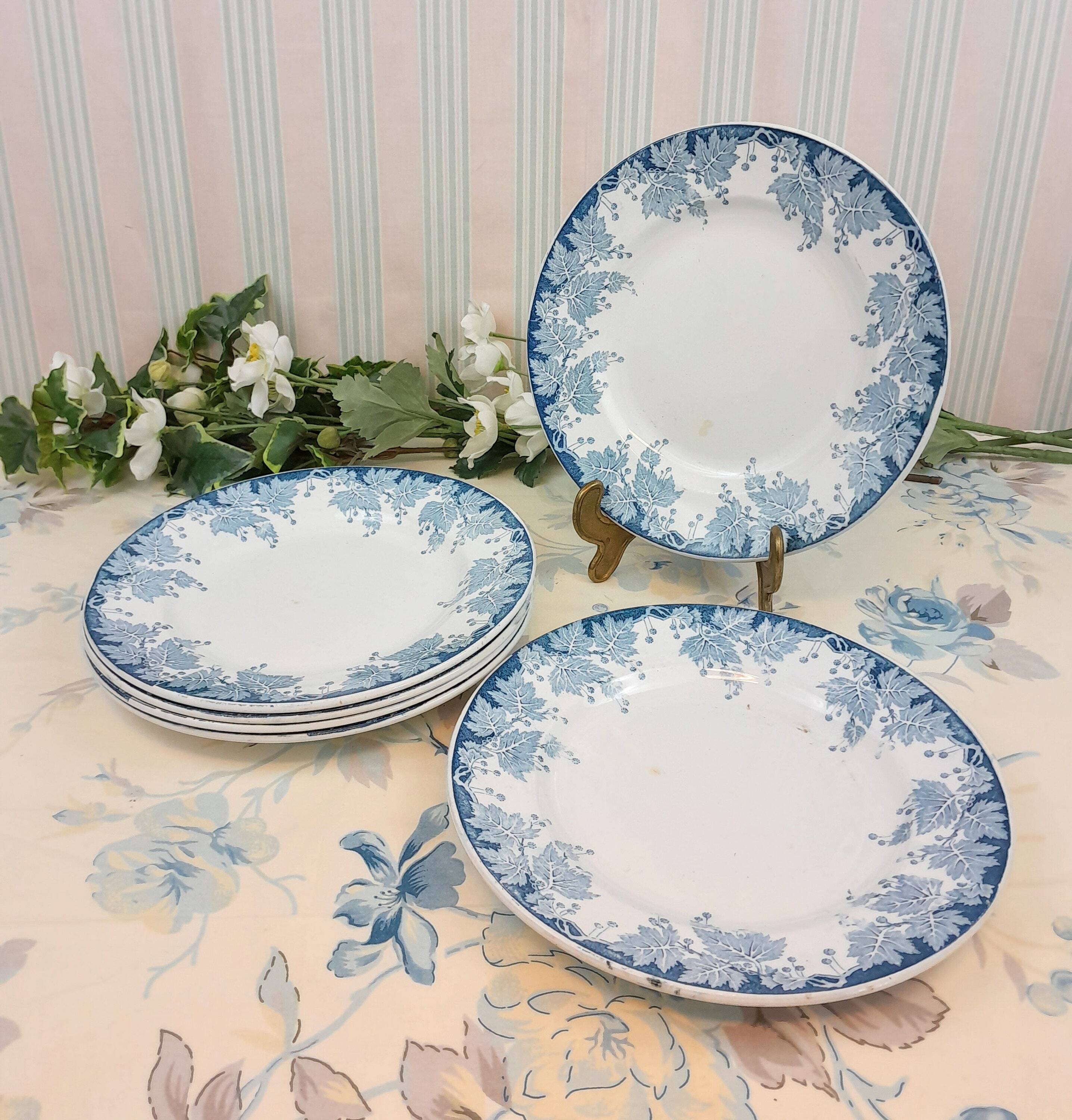 6 Assiettes plates Saint Amand Platane