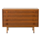 Italian mid century extra wide walnut chest of drawers