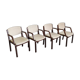 4 wooden and fabric chairs
