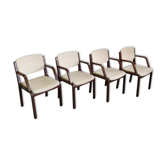 4 chaises bois et tissus