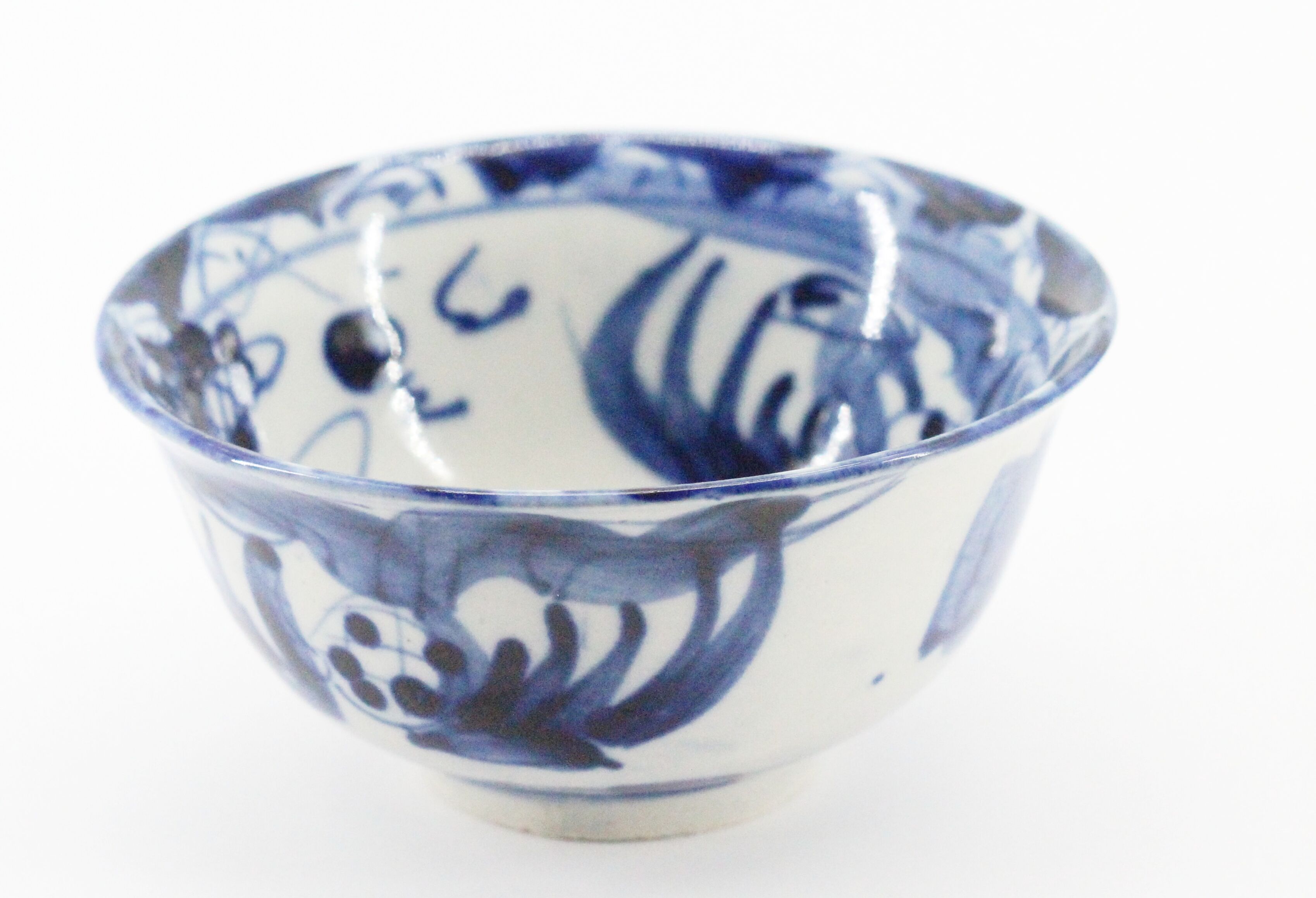 2 blue ceramic bowls