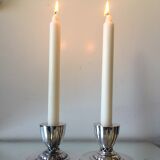 Pair of ART DECO  Silver plated Candleholders