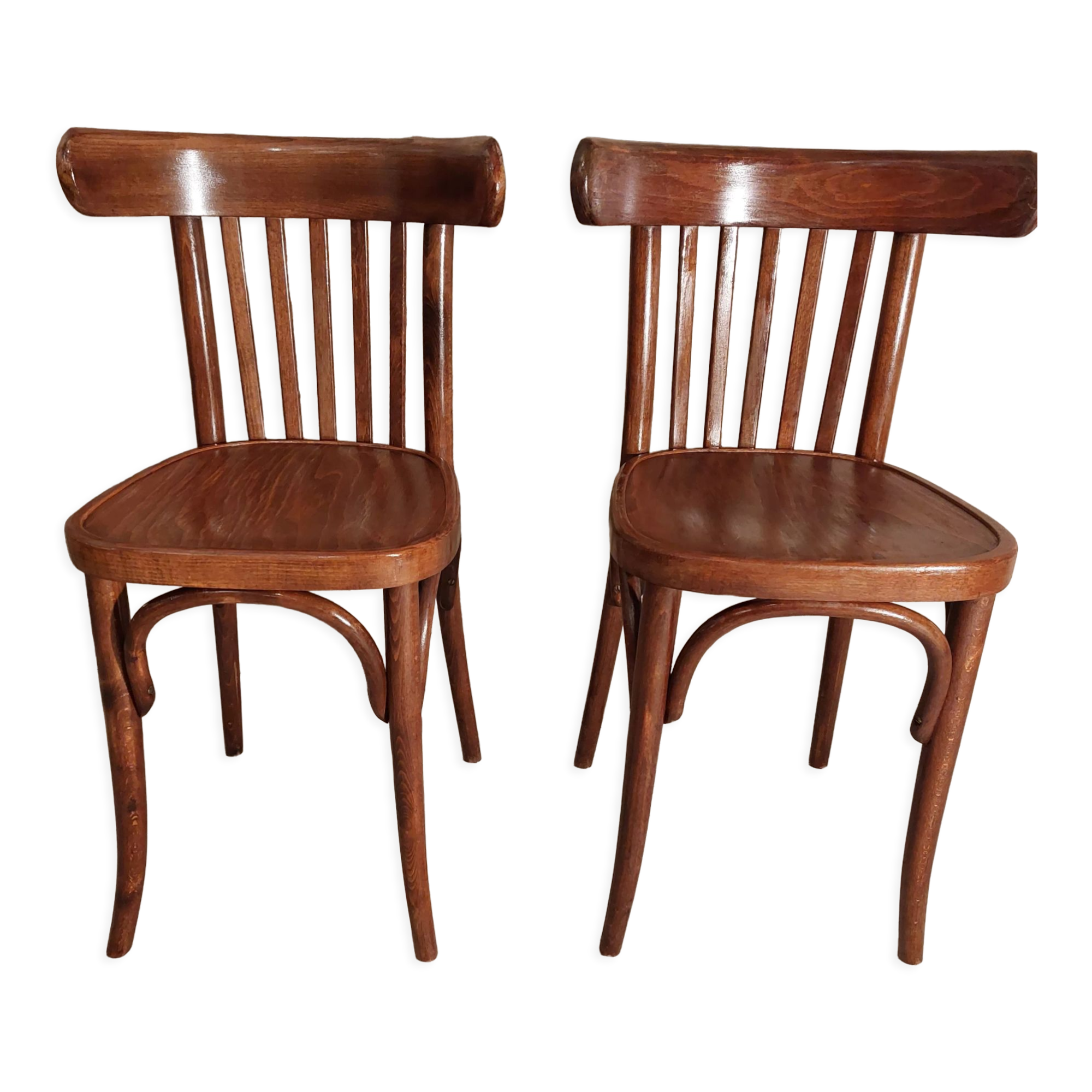 Pair of bistro chairs 5 bars Czechoslovakia 1950
