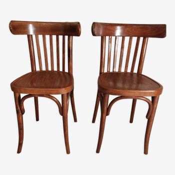 Pair of bistro chairs 5 bars Czechoslovakia 1950