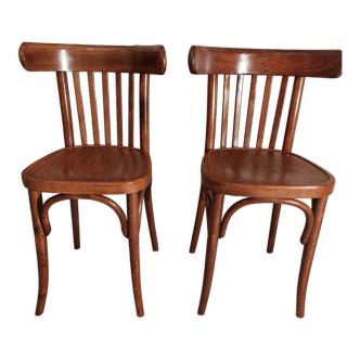 Pair of bistro chairs 5 bars Czechoslovakia 1950